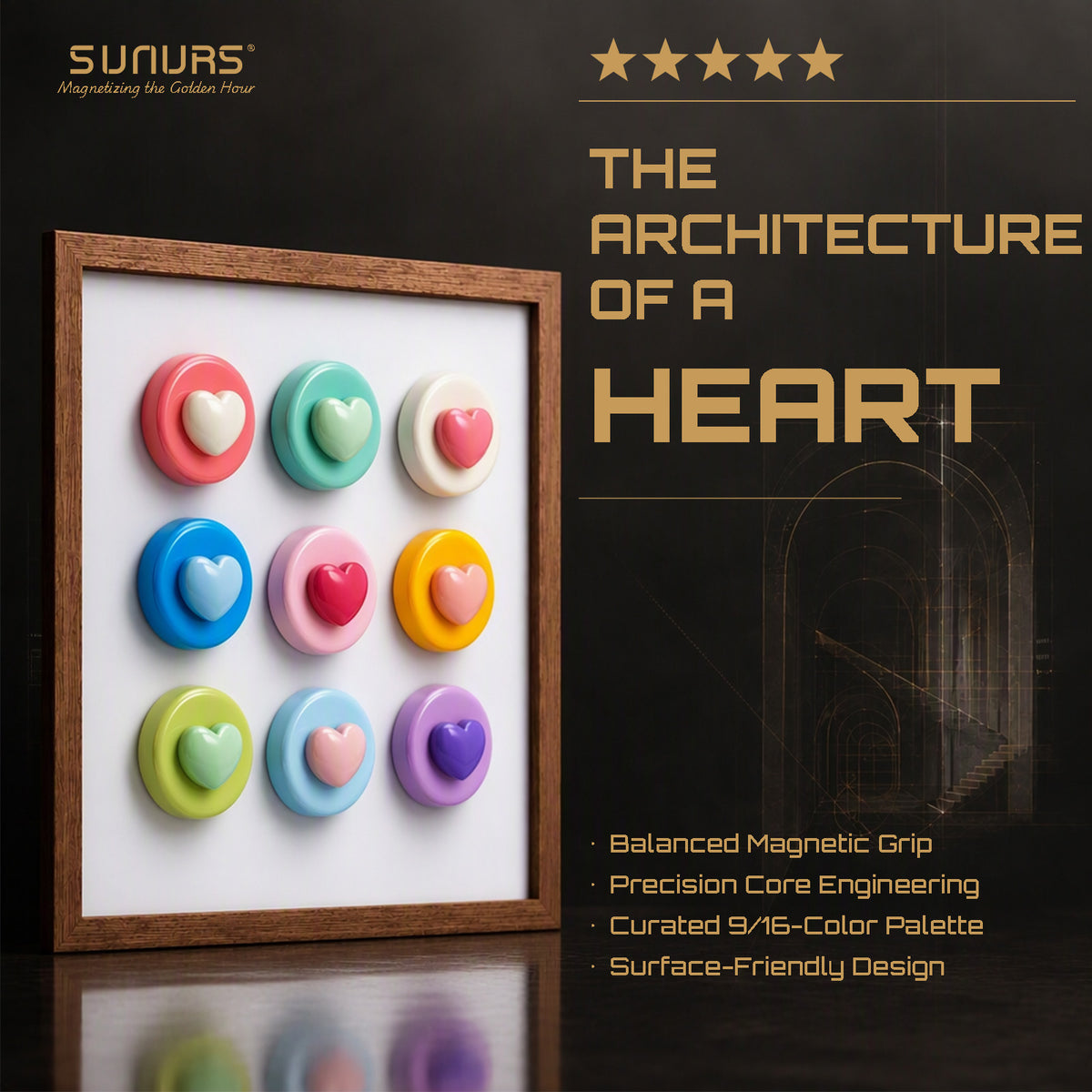Heart Fridge Magnets – 16-Piece Set