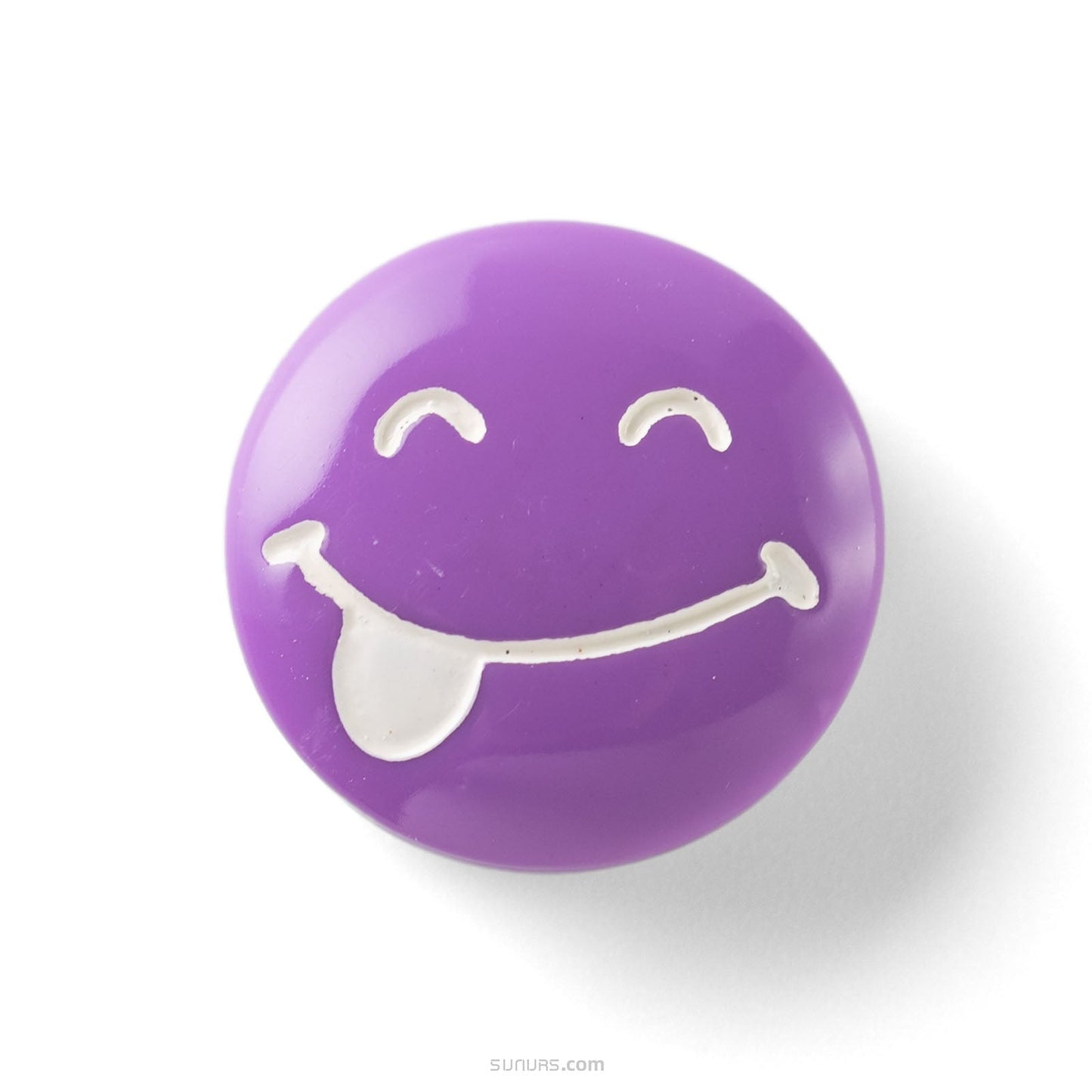 Purple ball with a smiley face design on a white background